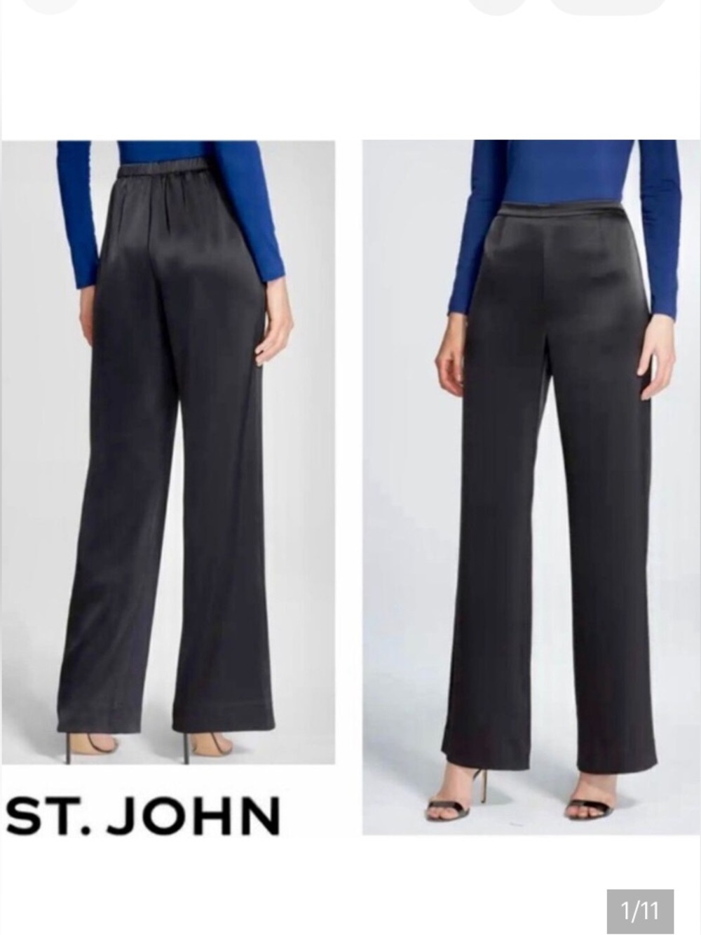 St John black silky pants Size 8